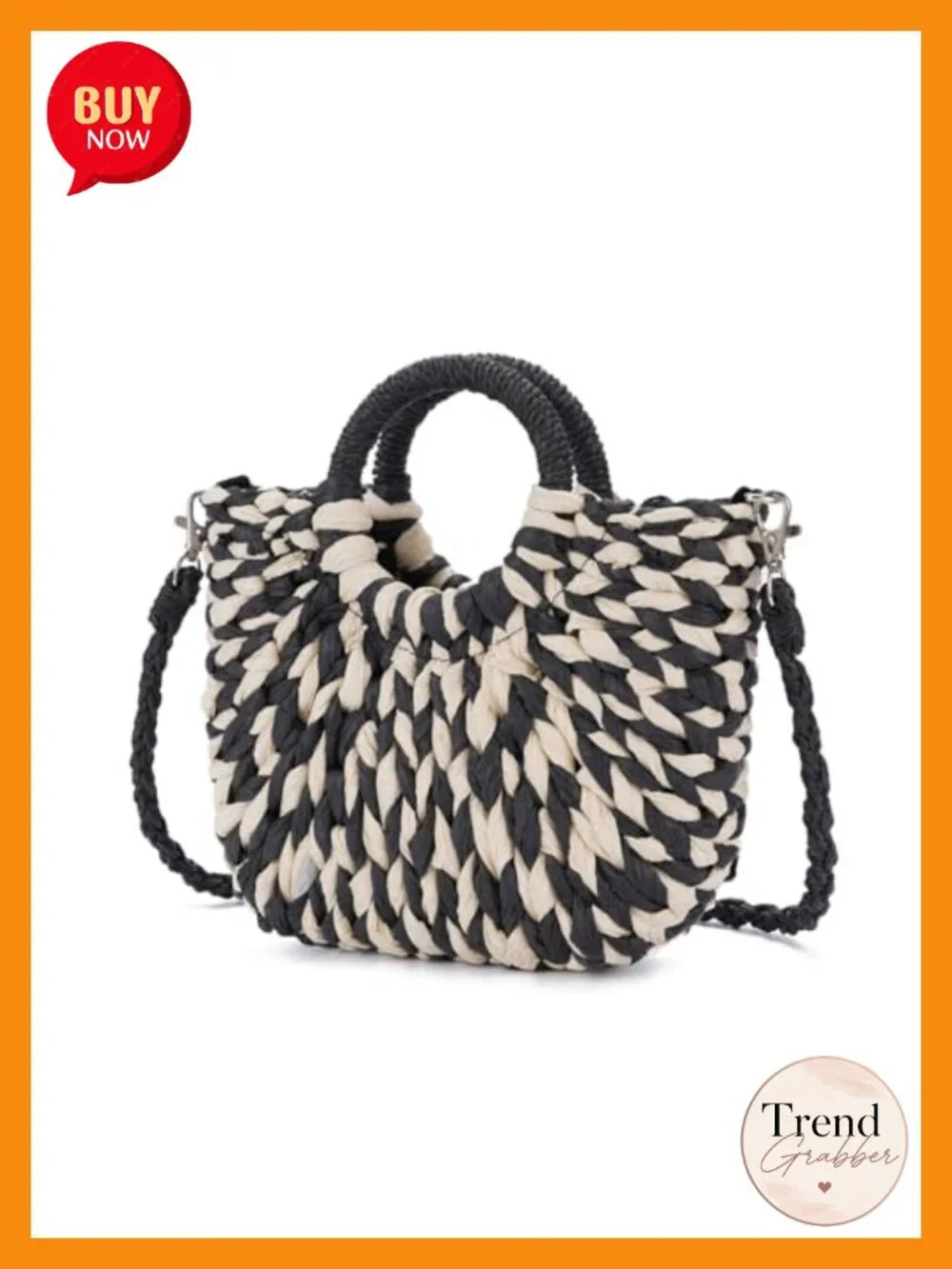 Handmade Straw Crochet Hobo Bag with Top Handle Woven Half Moon Shoulder Tote